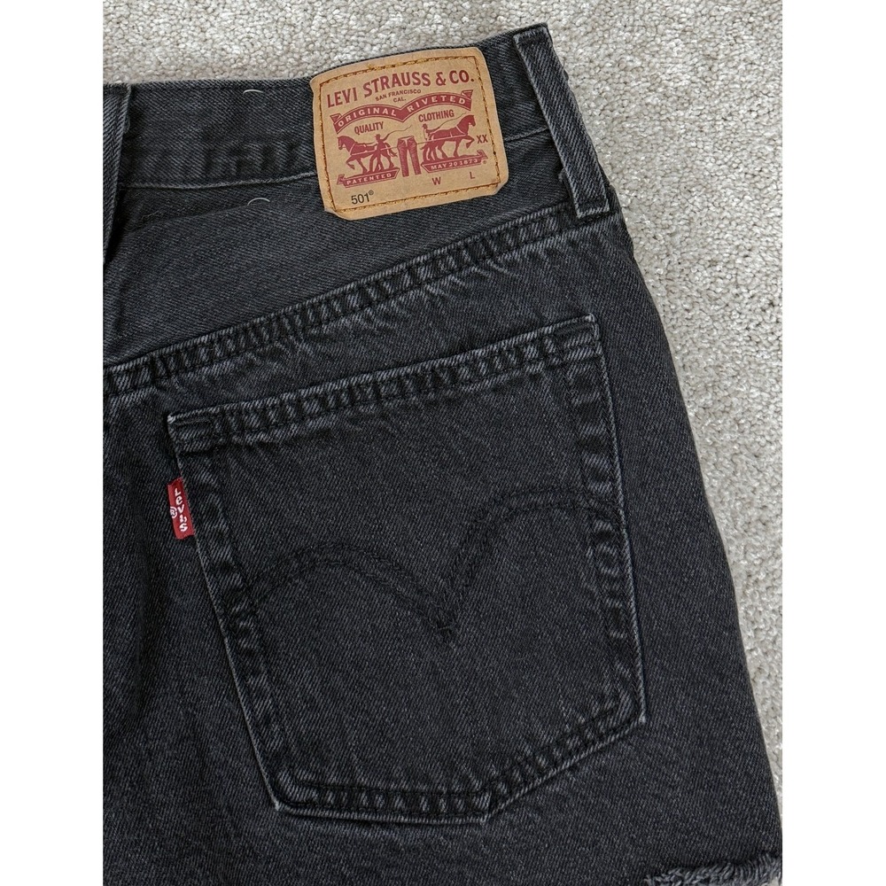 Levi's 501 Cutoff Shorts Women's Size 26 Black Button Fly Denim Jean Distressed - Picture 7 of 7